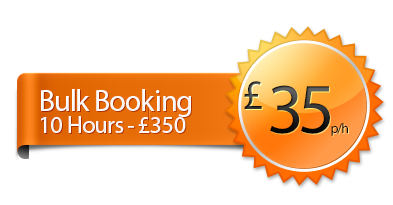 Banner for bulk driving lesson bookings with a price of £35 per hour.