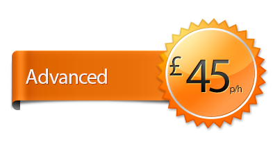 Banner for advanced lesson with a price of £45